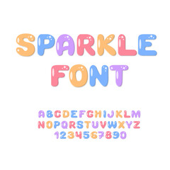 Sticker - Sparkle Font. Cute Kids Alphabet. Colorful Children Party Typography.