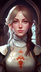 Wall Mural - Cleric woman, 2d anime fantasy illustration, RPG character