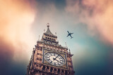 Fototapeta Big Ben - big ben city, plane, london