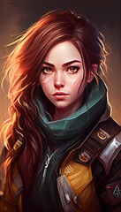 Wall Mural - Rogue woman, 2d anime fantasy illustration, RPG character