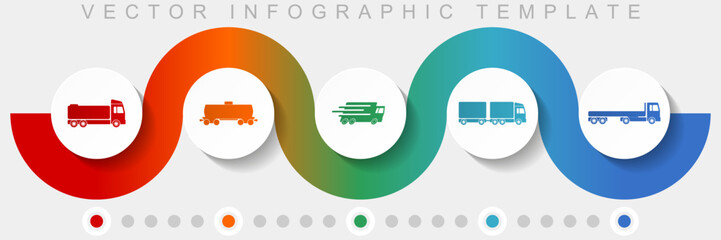 Fototapete - Transport infographic vector template with icon set, miscellaneous icons such as truck, cistern, wagon and delivery for webdesign and mobile applications