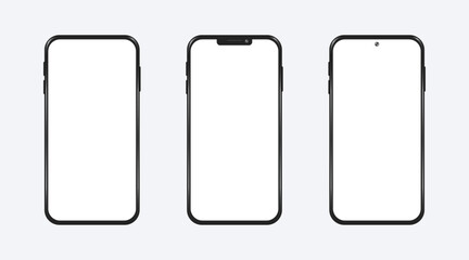 Wall Mural - realistic smartphone showcase illustration vector mockup set