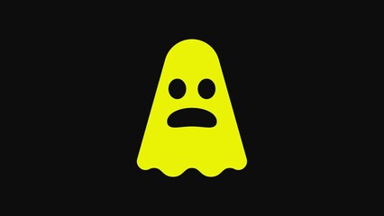 Wall Mural - Yellow Ghost icon isolated on black background. Happy Halloween party. 4K Video motion graphic animation