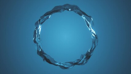 Wall Mural - Ring Of Water Flowing Background Loop/ 4k animation of an abstract 3d rendered ring of water fx flowing texture background with liquid patterns streaming seamless looping
