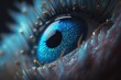macro shot of long, blue eyelashes. Generative AI