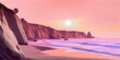 Pastel colored sunset in a large open beach, ideal for backgrounds, generative AI