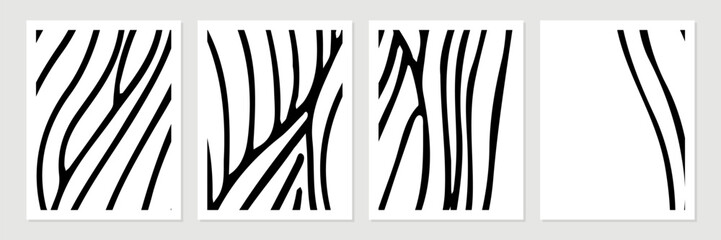 Set of vector organic abstract minimalist shapes in black on white background.