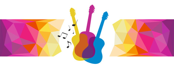 Sticker - Music graphic with guitar.