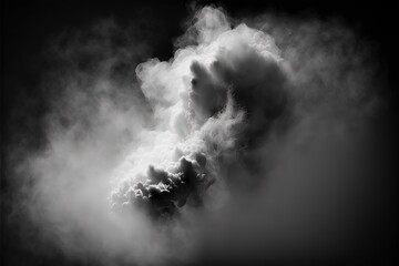 the abstract fog or smoke moves on black background, with white cloudiness, mist, or smog background