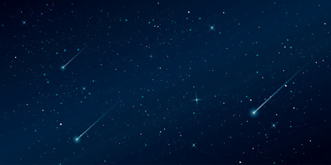 starry and comet in universe background. beautiful blue night sky with meteor illustration.
