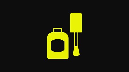 Canvas Print - Yellow Bottle of nail polish icon isolated on black background. 4K Video motion graphic animation