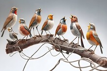 Group Bird Choir Illustration Made With Generative AI