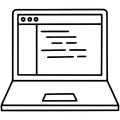 Wall Mural - linear laptop icon with a code on the screen