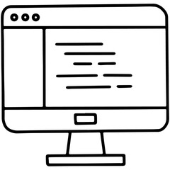 Wall Mural - linear icon of the computer monitor with a code on the screen