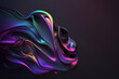 © EZPS - Abstract fluid 3d render holographic iridescent neon curved wave in motion dark background. generative AI digital illustration.