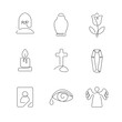 Funeral service artistic style continuous line icons. Editable stroke.