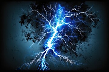 Wall Mural - abstract electrical background with blue electric lightning. generative ai
