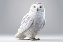 Snowy Owl On White Background Isolated. Generative AI