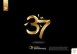 Number 37 gold logo icon design, 37th birthday logo number, 37th anniversary.