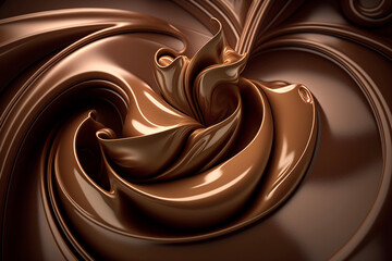 Wall Mural - Chocolate texture, chocolate flow, chocolate swirl, generative art, generative ai	