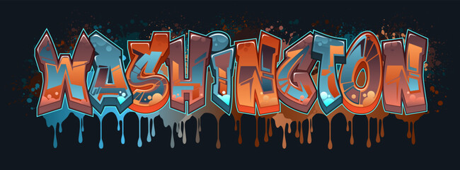 Wall Mural - Graffiti Styled Vector Graphics Design - The State of Washington