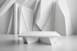 weißer Raum Studio mit Linien und Formen Dreick mit Platzhalter - Generative AI