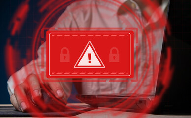 Wall Mural - computer system hack warning. the concept of a cyber attack on a computer network. malicious softwar