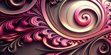 Abstract Pink Pastel Spiral Fractal Flower Mandala Pattern Background Vortex - Seamless Geometric Vintage Floral Wallpaper Banner Ornament Decoration - Generative AI Illustration