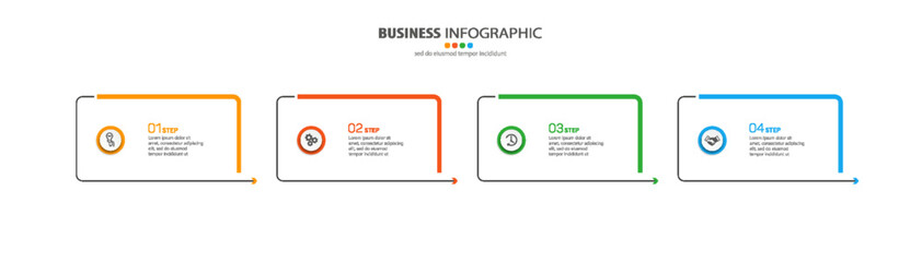 business infographic design template with 4 options, steps or processes. can be used for workflow la