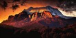 © 2rogan - Sunset on Mount Kinabalu from Sabah, Malaysia. Generative AI