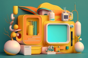 Wall Mural - aesthetic technology 3d render. modern, minimalistic computer illustration.