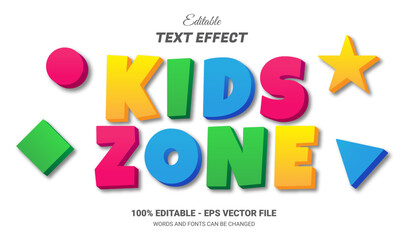kids zone 3d text style effect themed happy kid