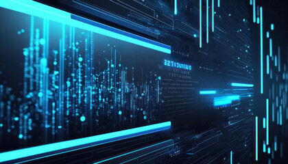Wall Mural - Digital or cyber technology concept, abstract future data background generative ai