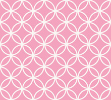 Interlocking Circles White And Pink Pattern. Seamless Background Tile. Abstract Pastel Geometric Background. 