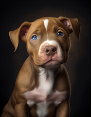 Cute and Playful Baby Pit Bull Puppy Illustration. Generative AI