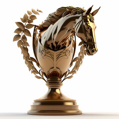 gold trophy cup isolated - horse trophy  isolated on white