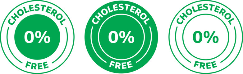 Cholesterol Free Icon, 0% Cholesterol icon vector logo badge sign in green color