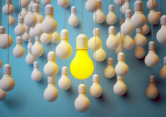 an imagined concept with the light bulb in several colors and in front of several colored background