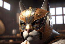 Portrait Of A Lucha Libre Cat, Generative Ai