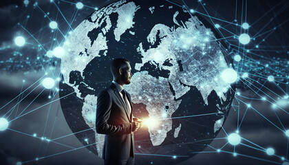 world map and binary - tech - graph - chart