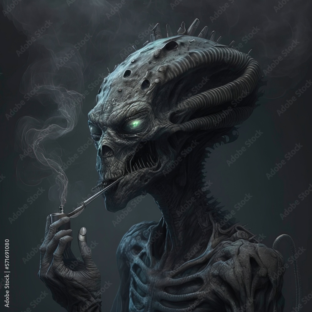 alien smoking a cigarette Stock Illustration | Adobe Stock