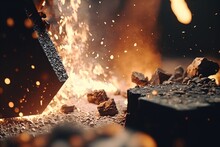 Closeup Of A Forge With Embers And Sparks.