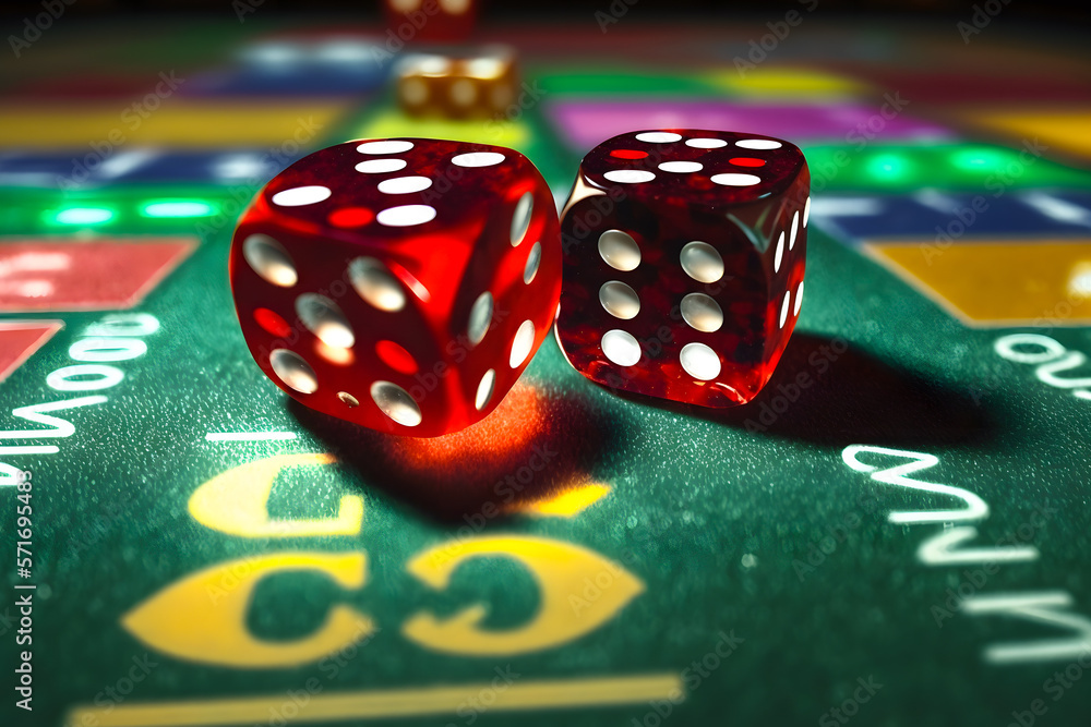 Illustration Stock Throwing casino dice on the table, gambling. Generative  AI | Adobe Stock