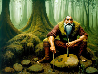 Wall Mural - A troll in the deep woods.