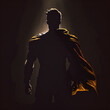 shadow of superhero on dark background. Illustration Generative AI