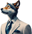 © Meadow - Wolf trägt einen Anzug, transparenter Hintergrund, geeignet für alle Arten von Kunstwerken.