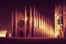 Westminster Abbey In London, England, Uk At Night. Generative AI