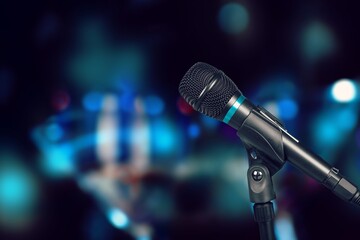 Sticker - Classic music Microphone on the stand in bar