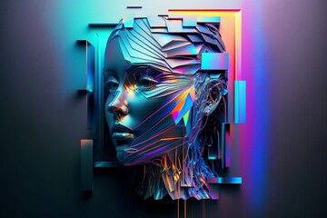 An Abstract 3D Render of an AI-Generated Head.
