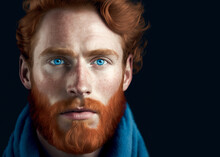 Gorgeous Ginger Man With Beard And Blue Eyes Created By Artificial Intelligence. Lindo Homem Ruivo Com Barba E Olhos Azuis Criado Por Inteligência Artificial.